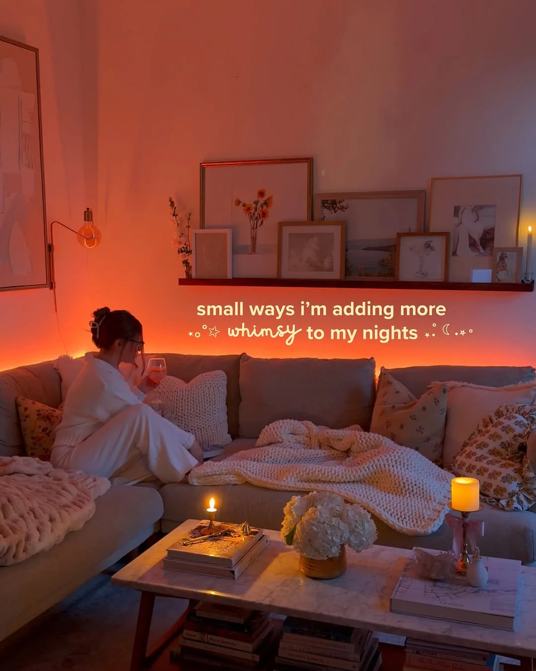 small ways i’m adding more ✨whimsy✨ to my nights at home 💫🌙🤍🫧🕯️⭐️
being more intentional with my home & wind down routine this year which means lots of cozy mood lighting & simple little rituals that make staying in feel the most whimsical + cozy 🛁💕
 #whimsy #nighttimeroutine #cozyhome #ambientlighting #cosyvibes